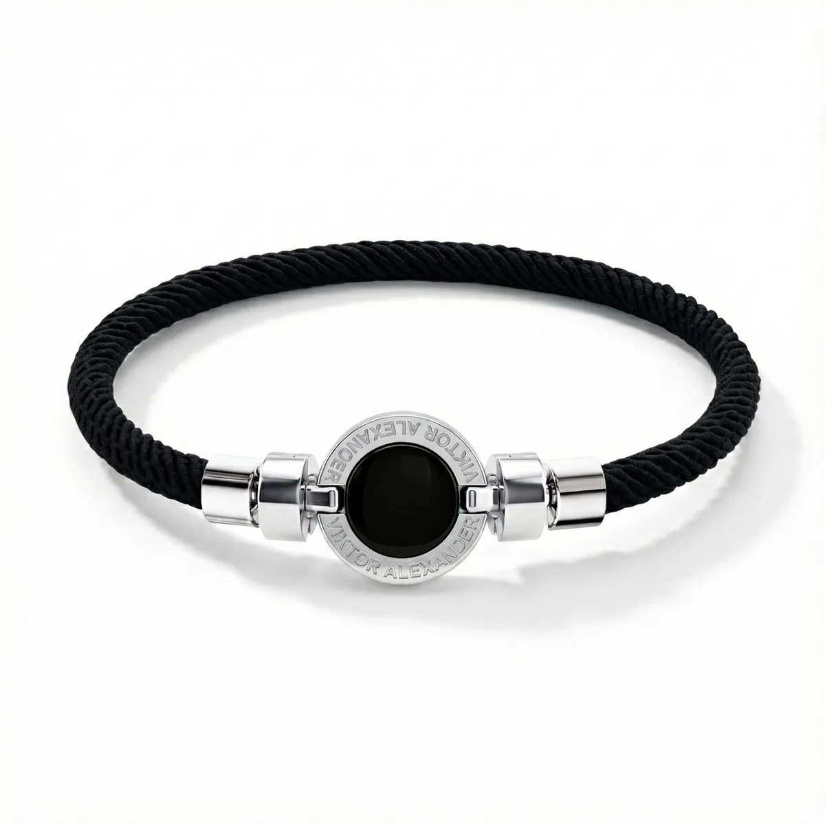 1889 Black Spinel 925 Silver Italian Nylon Bracelet – Viktor Alexander