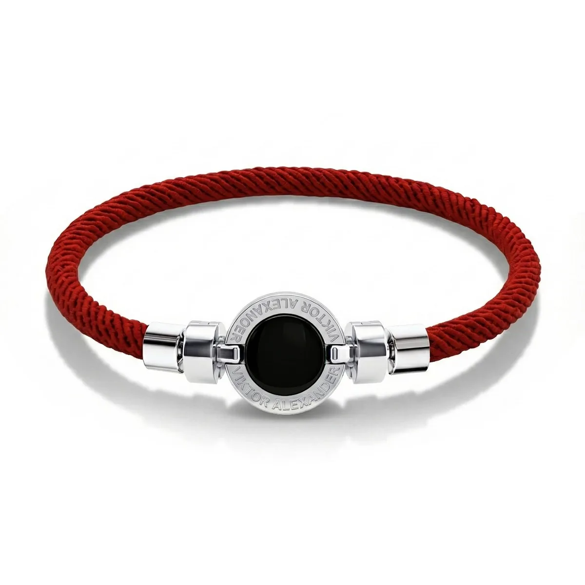 1889 Black Spinel 925 Silver Italian Nylon Bracelet, view 11 – Viktor Alexander