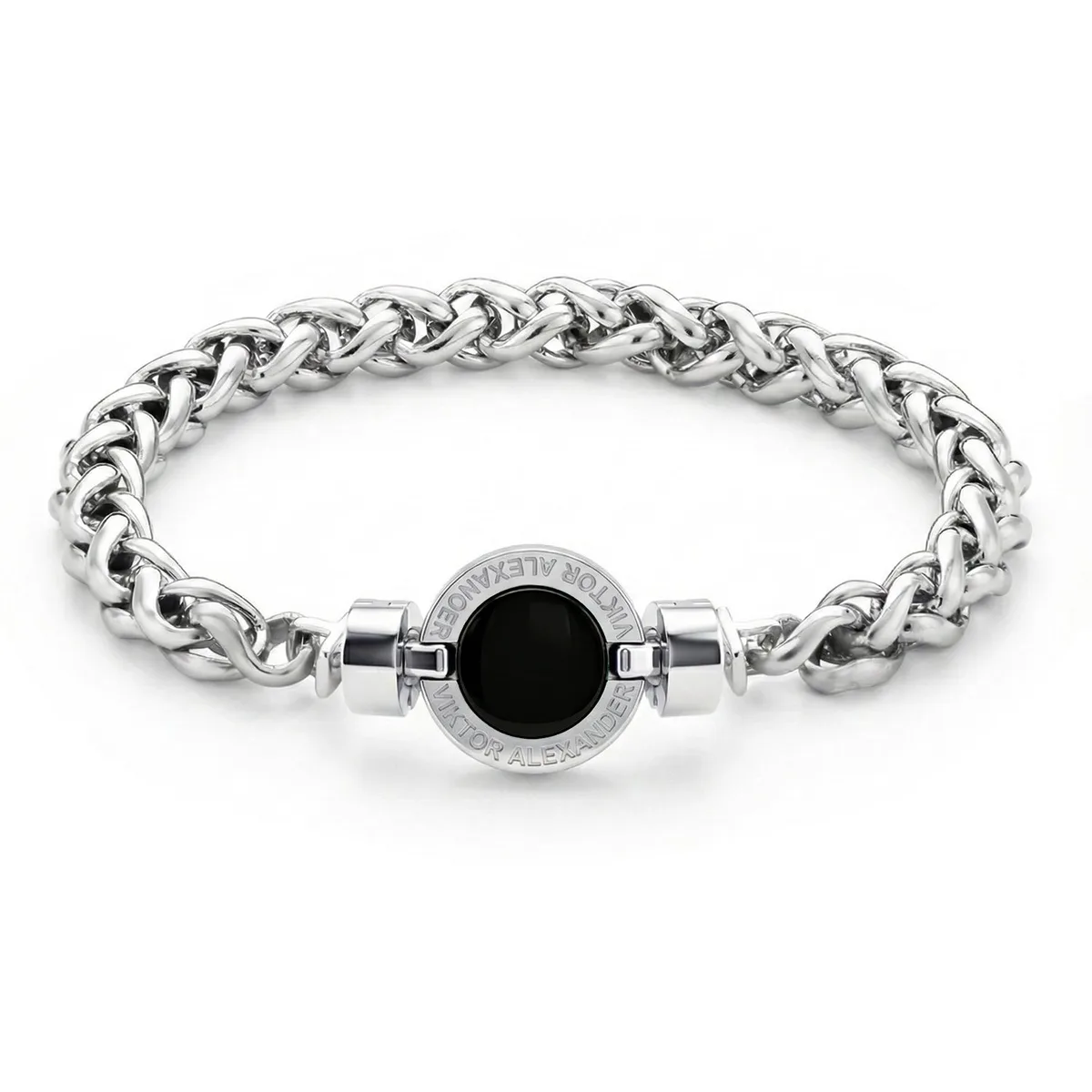1889 Black Spinel 925 Silver Chain Link Bracelet, view 10 – Viktor Alexander