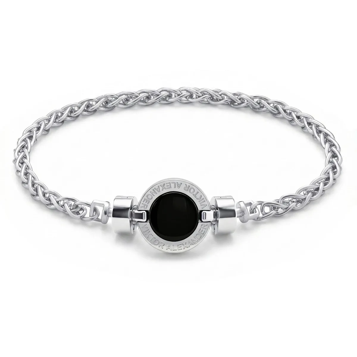 1889 Black Spinel 925 Silver Chain Link Bracelet, view 15 – Viktor Alexander
