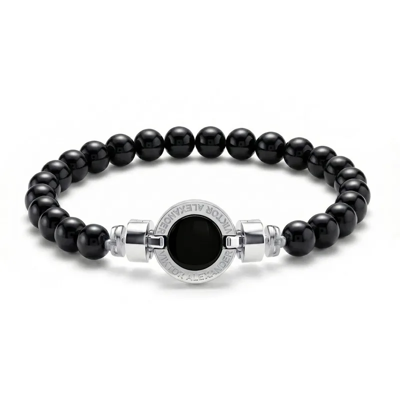 1889 Black Spinel 925 Silver Gemstone Bracelets