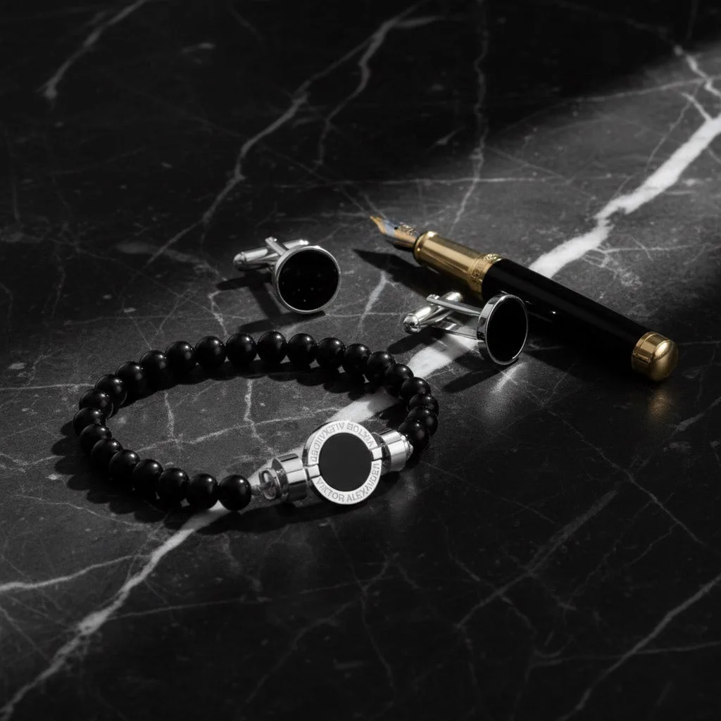 1889 Black Spinel 925 Silver Gemstone Bracelets, view 8 – Viktor Alexander