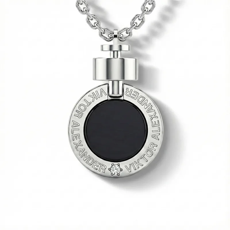 1889 Black Spinel 925 Silver Necklace