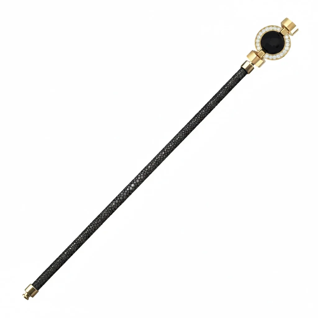 1889 Pave Collection 18-carat Gold with Stingray Leather Bracelet, view 2 – Viktor Alexander