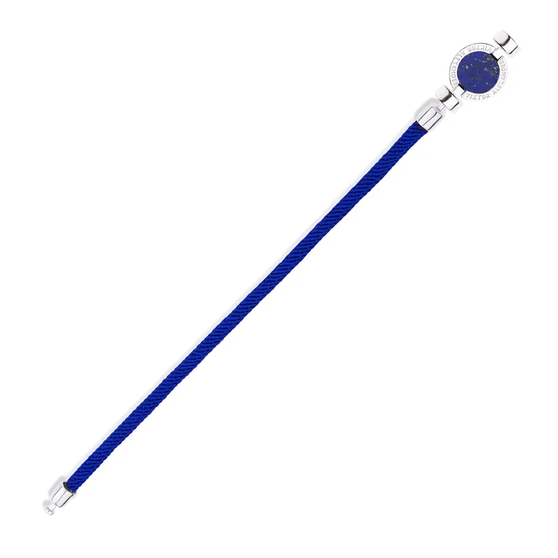 1889 Lapis Lazuli 925 Silver With Italian Nylon Bracelet