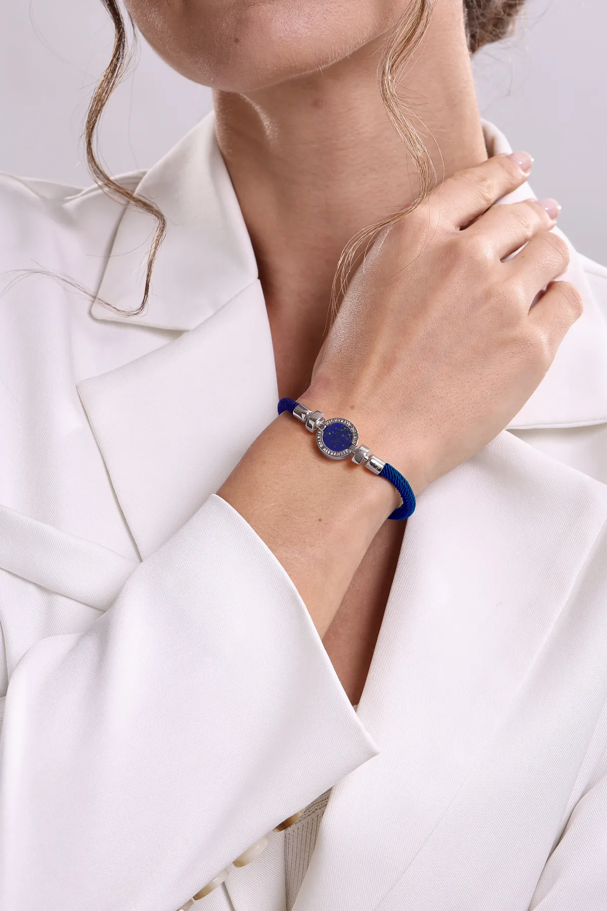 1889 Lapis Lazuli 925 Silver With Italian Nylon Bracelet, view 3 – Viktor Alexander