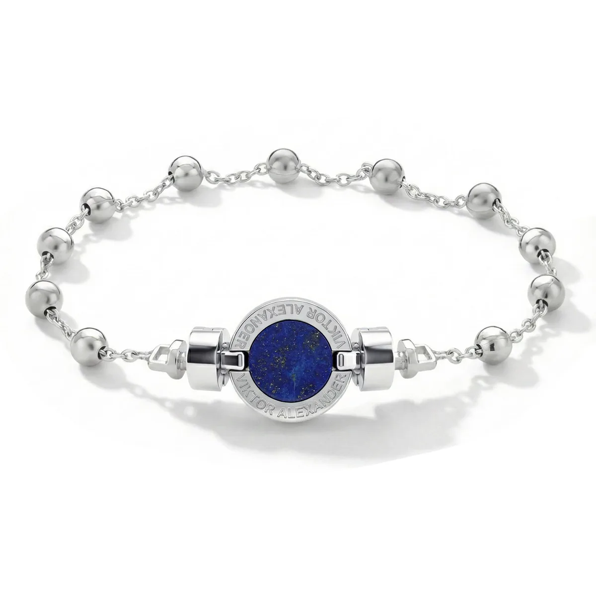1889 Lapis Lazuli 925 Silver Chain Link Bracelet, view 10 – Viktor Alexander