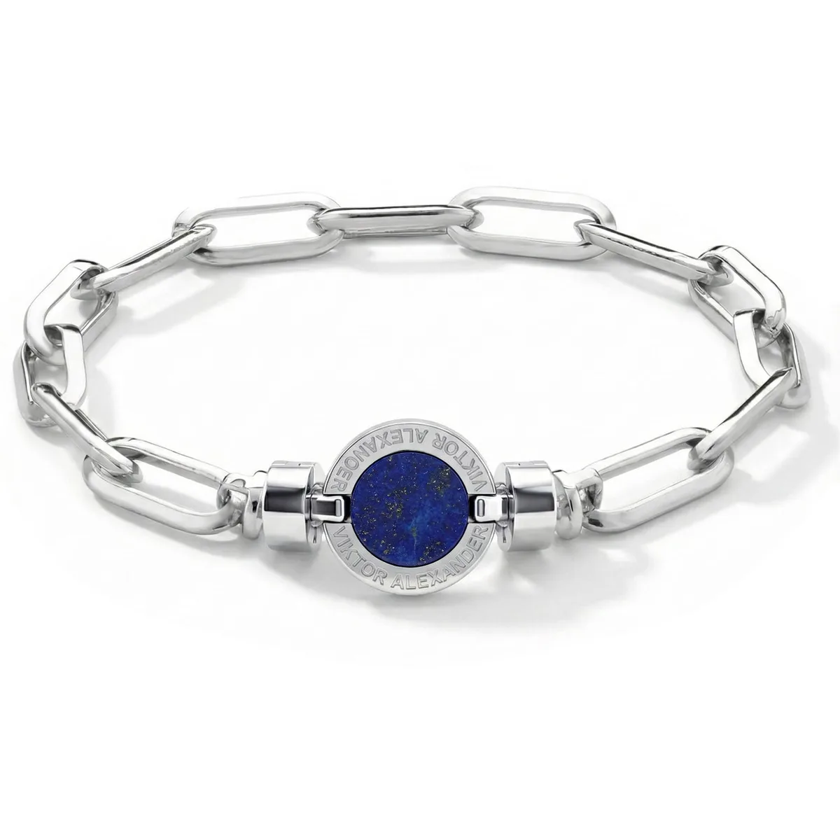 1889 Lapis Lazuli 925 Silver Chain Link Bracelet, view 12 – Viktor Alexander