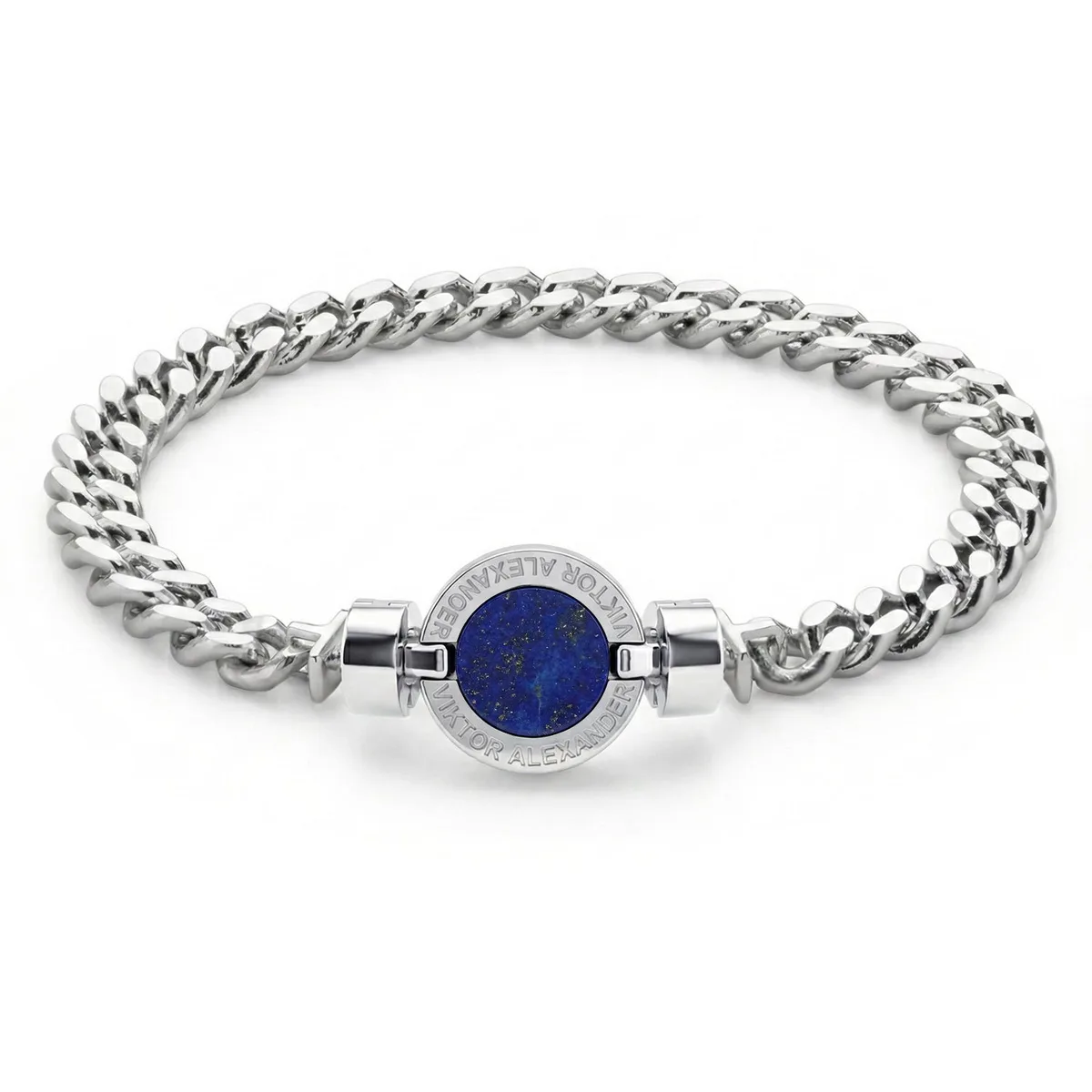 1889 Lapis Lazuli 925 Silver Chain Link Bracelet, view 13 – Viktor Alexander