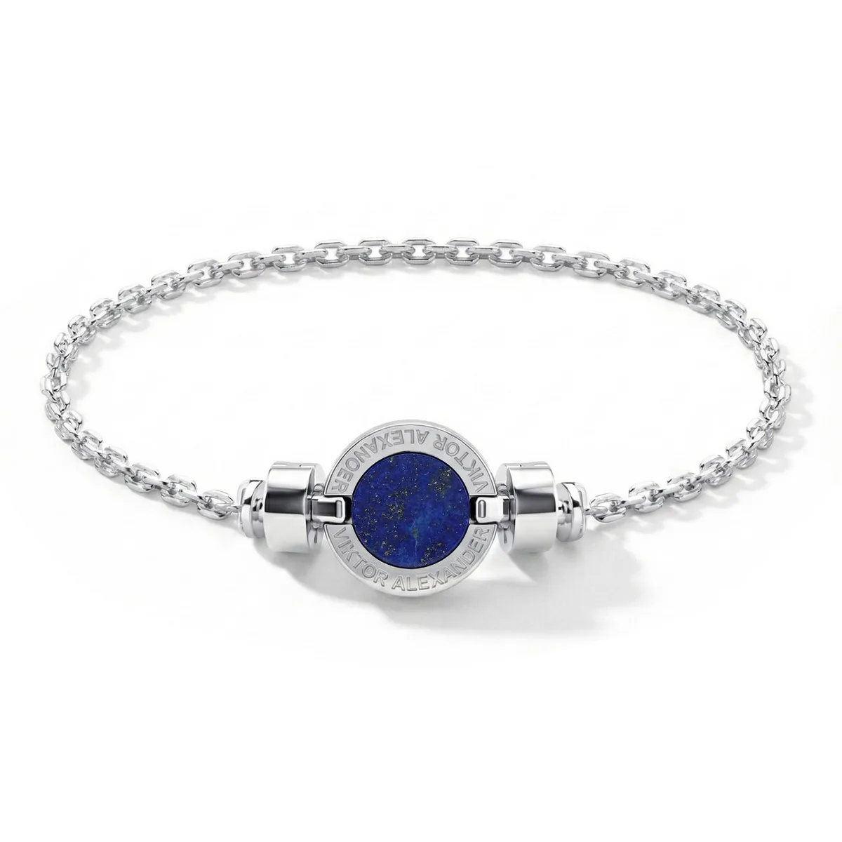1889 Lapis Lazuli 925 Silver Chain Link Bracelet, view 15 – Viktor Alexander