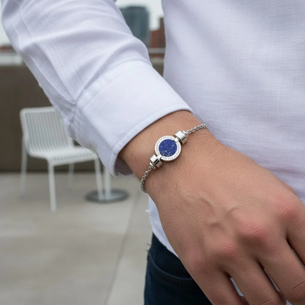 1889 Lapis Lazuli 925 Silver Chain Link Bracelet, view 6 – Viktor Alexander