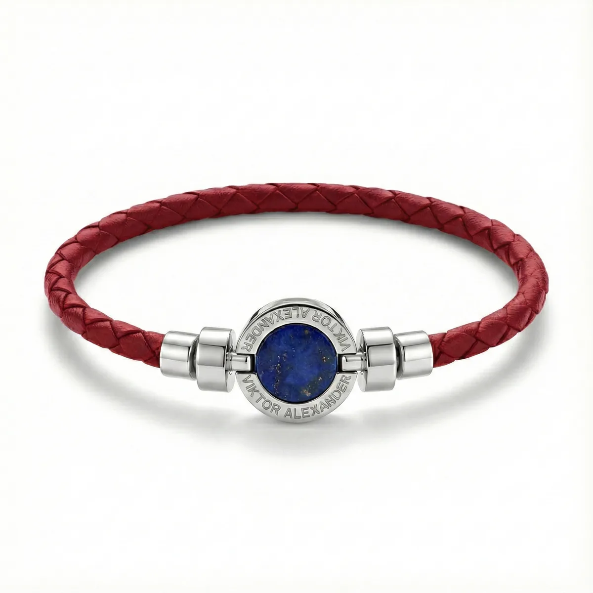 1889 Lapis Lazuli 925 Silver Weaved Calf Bracelet, view 3 – Viktor Alexander