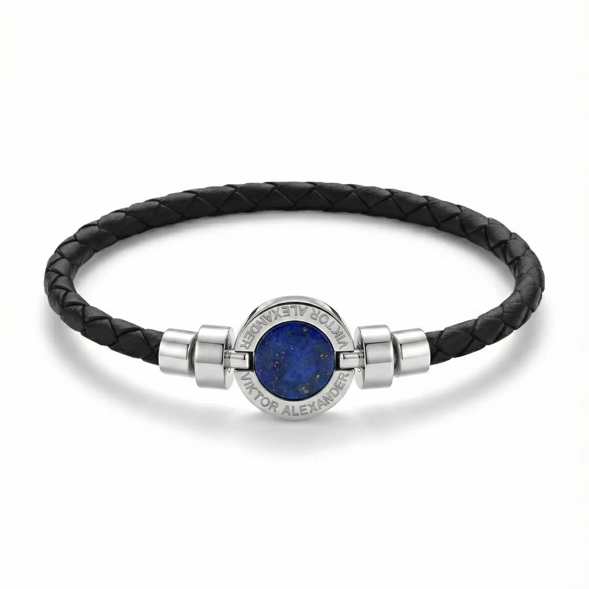 1889 Lapis Lazuli 925 Silver Weaved Calf Bracelet, view 9 – Viktor Alexander