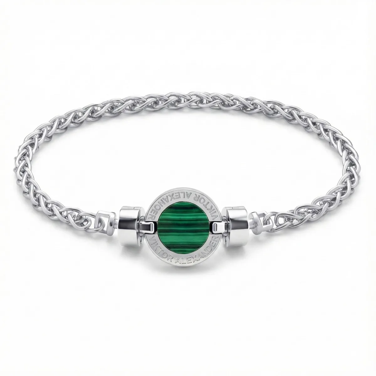 1889 Malachite 925 Silver Chain Link Bracelet, view 13 – Viktor Alexander