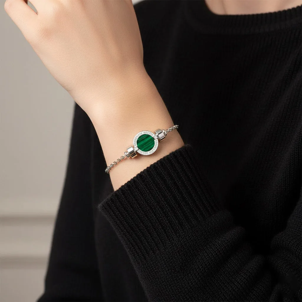 1889 Malachite 925 Silver Chain Link Bracelet, view 6 – Viktor Alexander