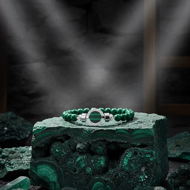 1889 Malachite 925 Silver Gemstone Bracelets, view 9 – Viktor Alexander