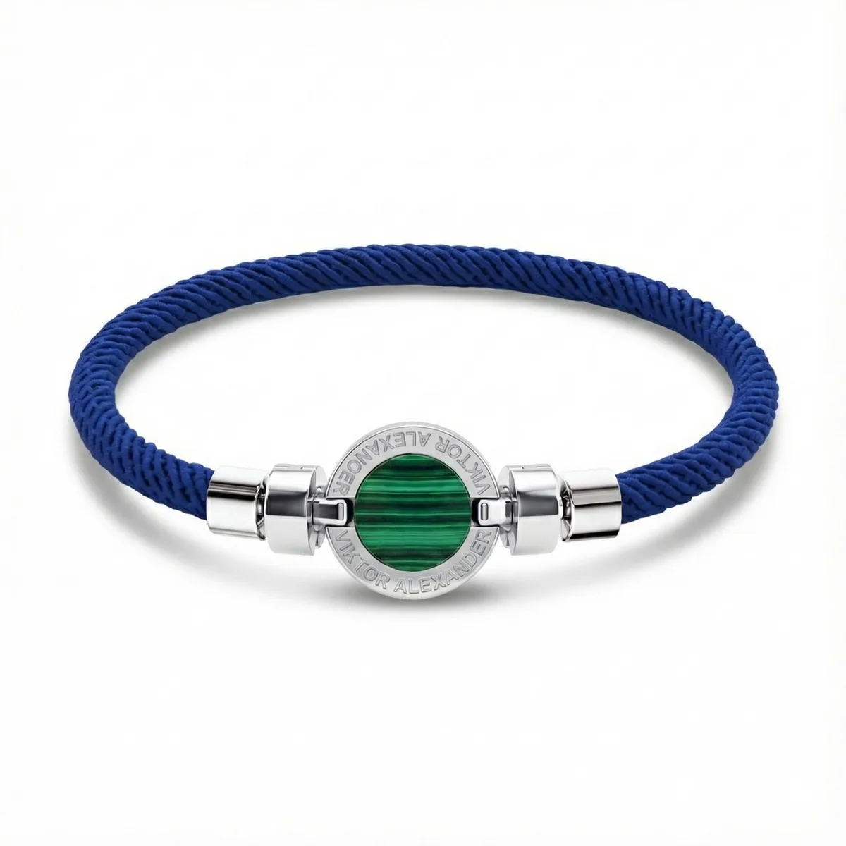 1889 Malachite 925 Silver Italian Nylon Bracelet, view 11 – Viktor Alexander