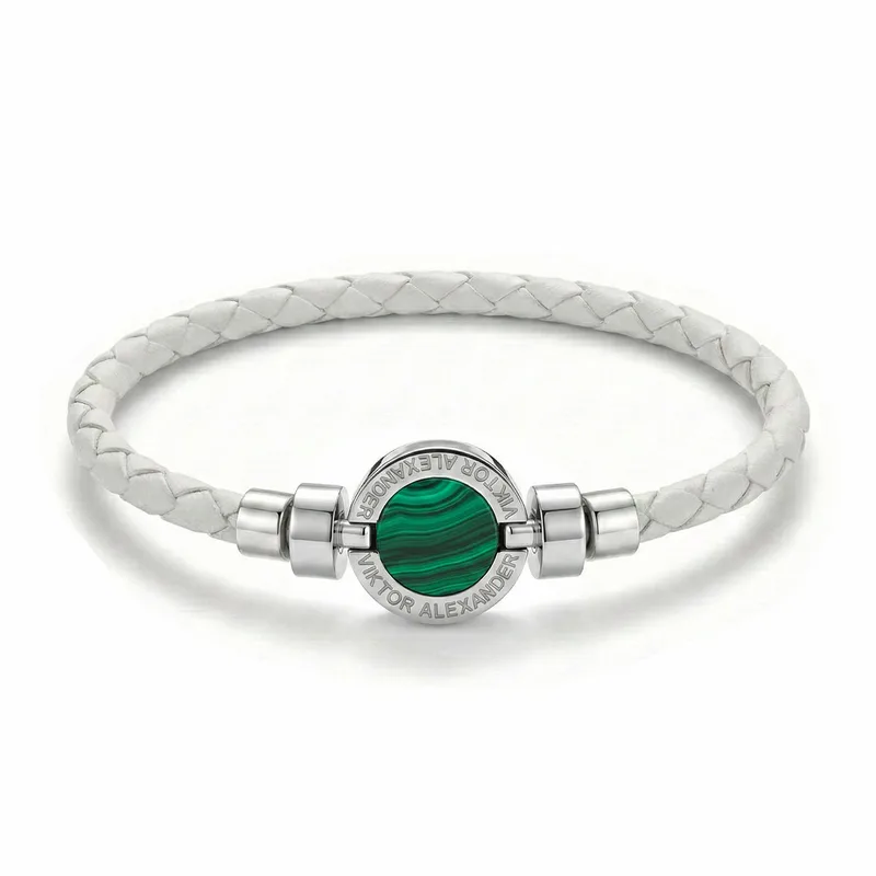 1889 Malachite 925 Silver Weaved Calf Bracelet