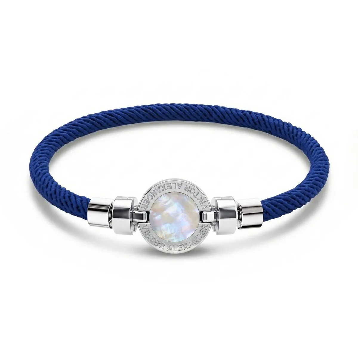 1889 Mother of Pearl 925 Silver Italian Nylon Bracelet, view 12 – Viktor Alexander