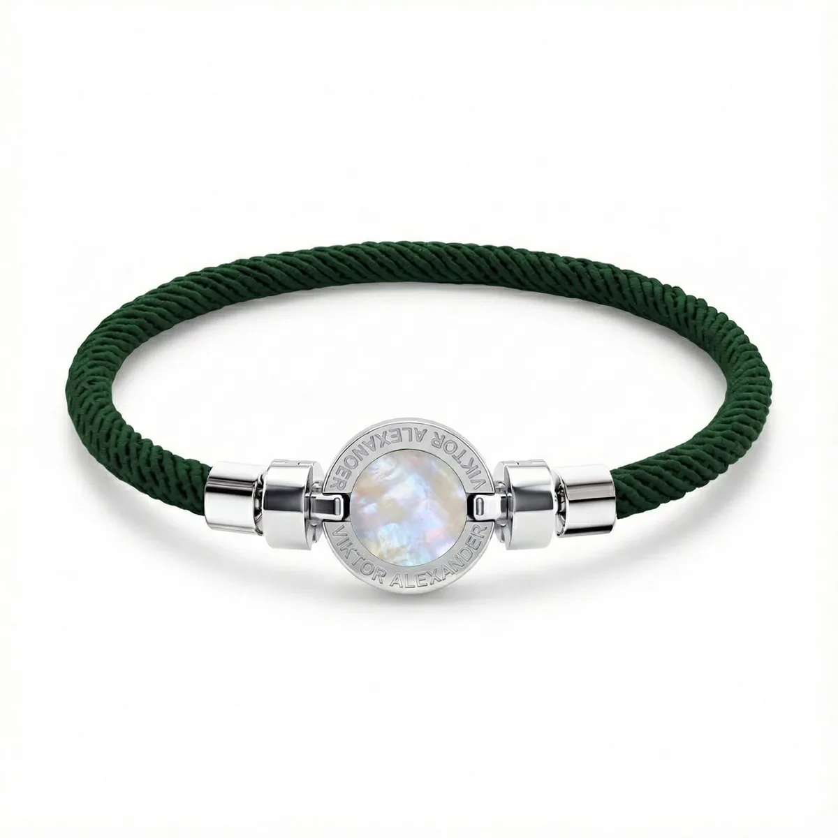 1889 Mother of Pearl 925 Silver Italian Nylon Bracelet, view 15 – Viktor Alexander