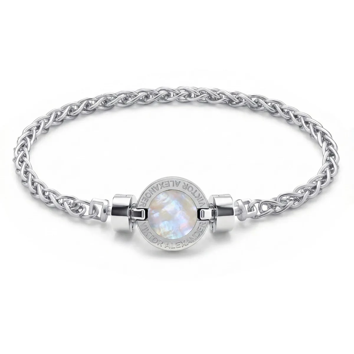 1889 Mother of Pearl 925 Silver Chain Link Bracelet, view 15 – Viktor Alexander