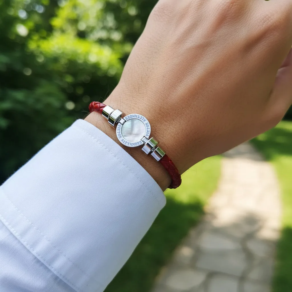 1889 Mother of Pearl 925 Silver Weaved Calf Bracelet, view 10 – Viktor Alexander