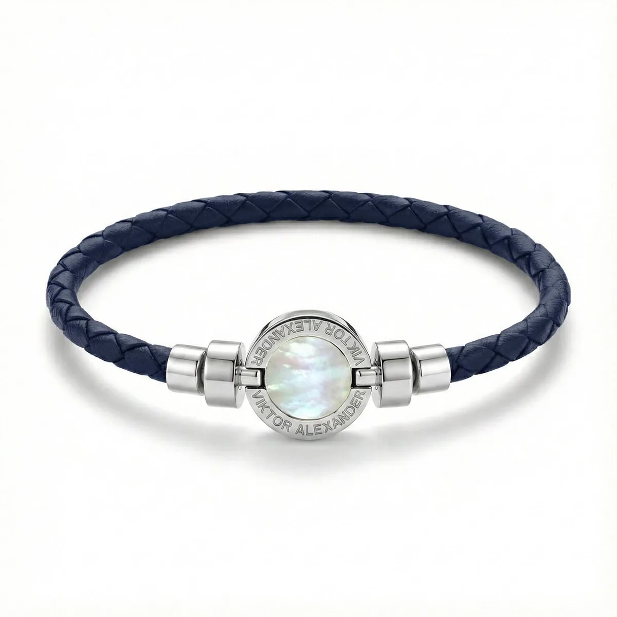 1889 Mother of Pearl 925 Silver Weaved Calf Bracelet, view 3 – Viktor Alexander