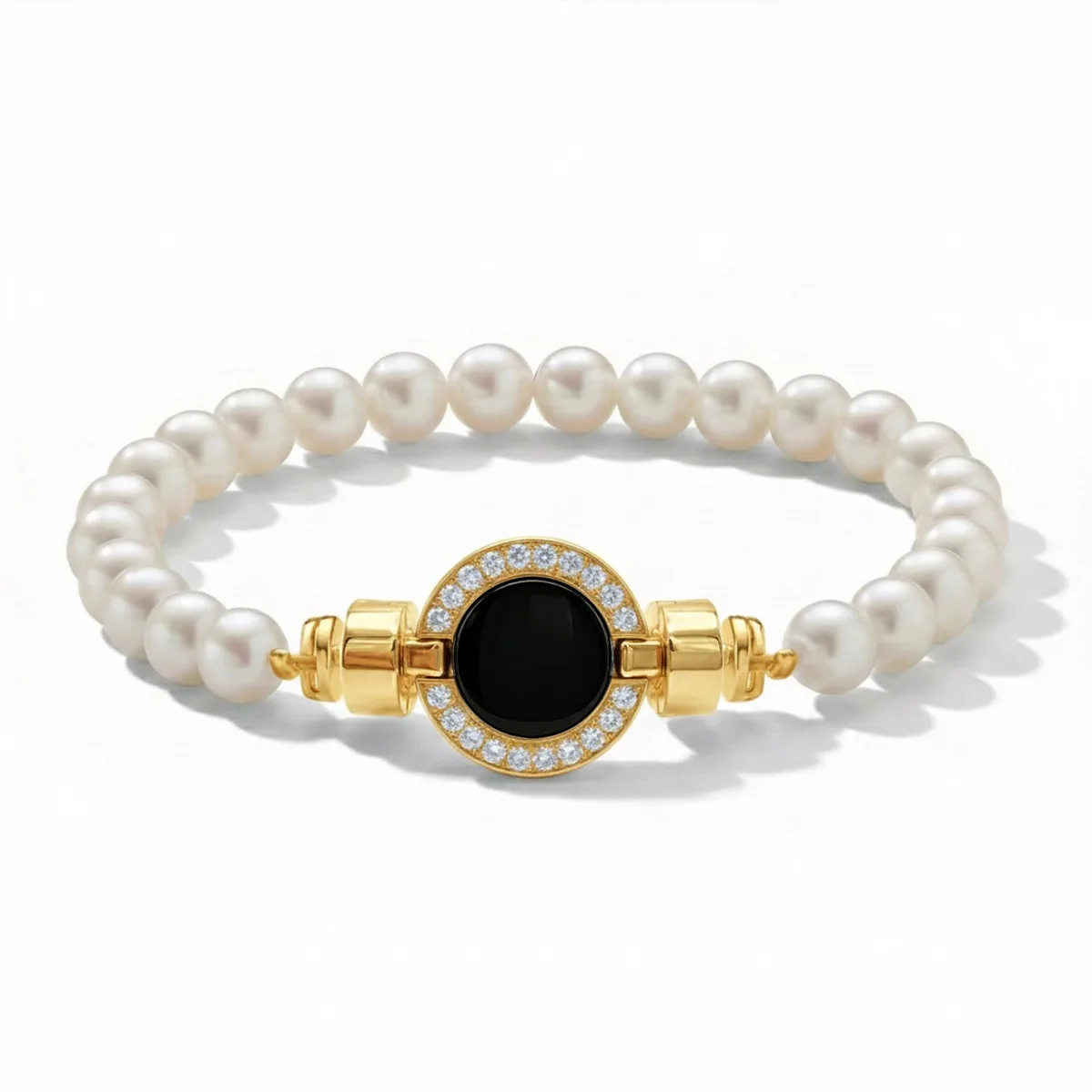 1889 Pave Collection 18-carat Gold Pearl Bracelets, view 2 – Viktor Alexander