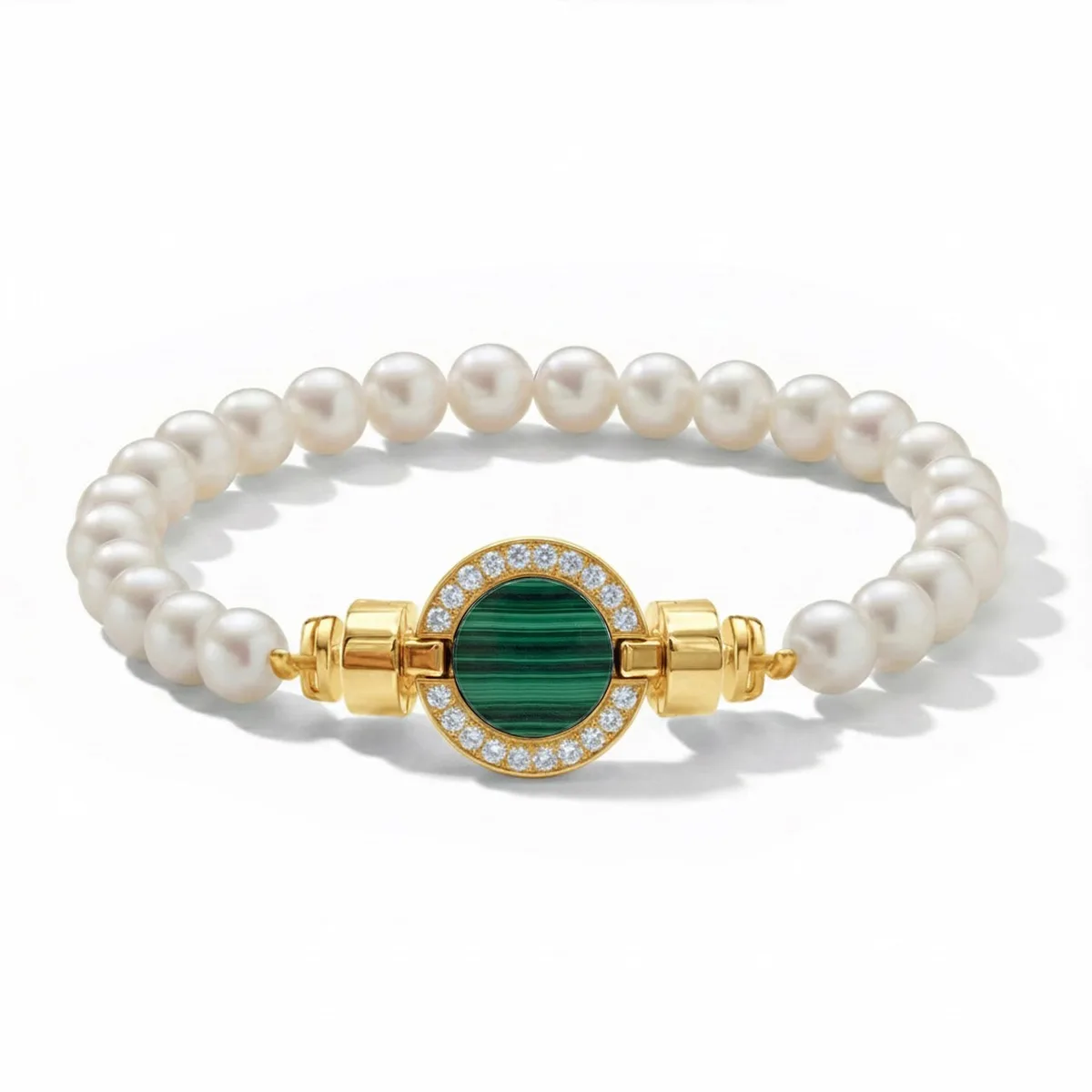 1889 Pave Collection 18-carat Gold Pearl Bracelets, view 3 – Viktor Alexander