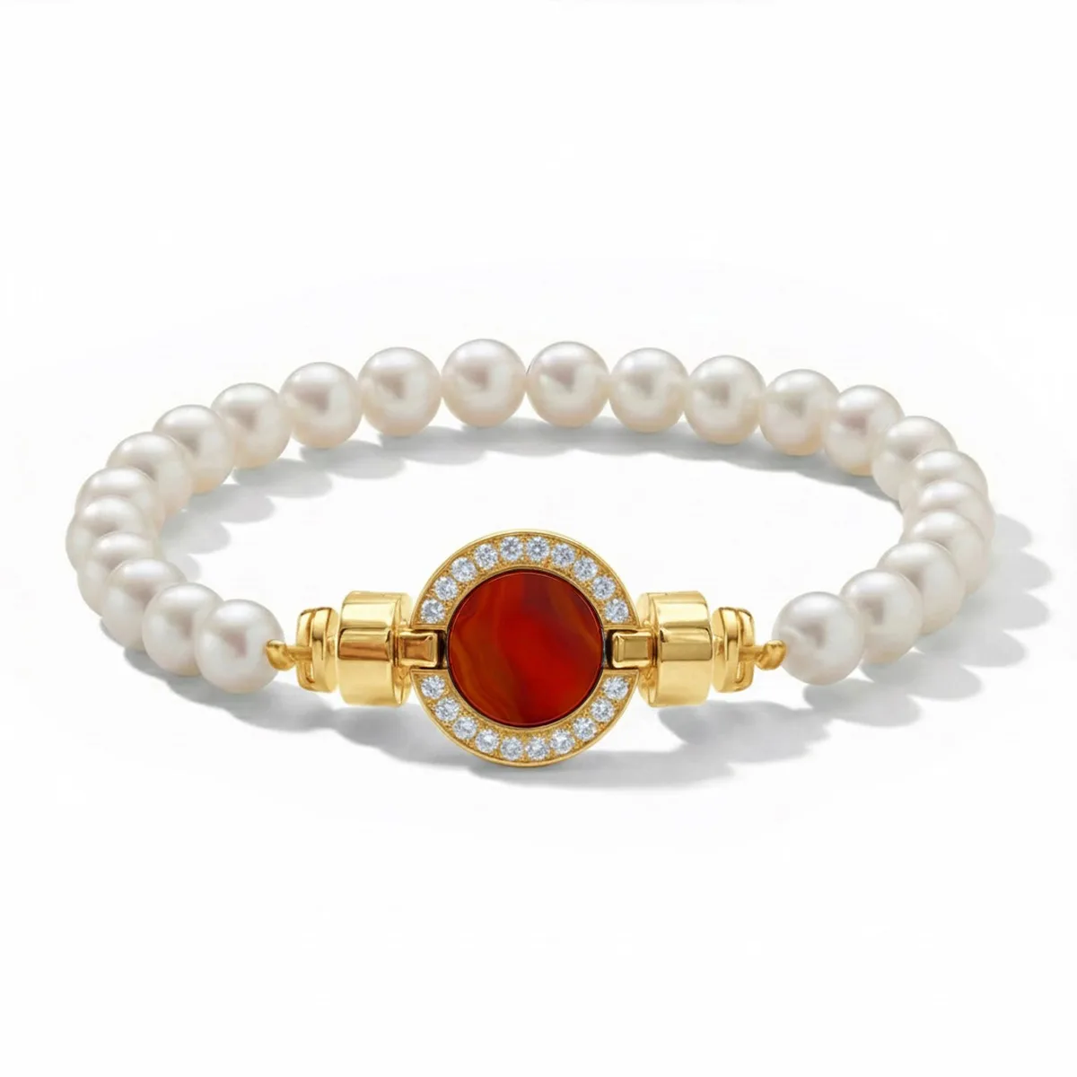 1889 Pave Collection 18-carat Gold Pearl Bracelets, view 4 – Viktor Alexander