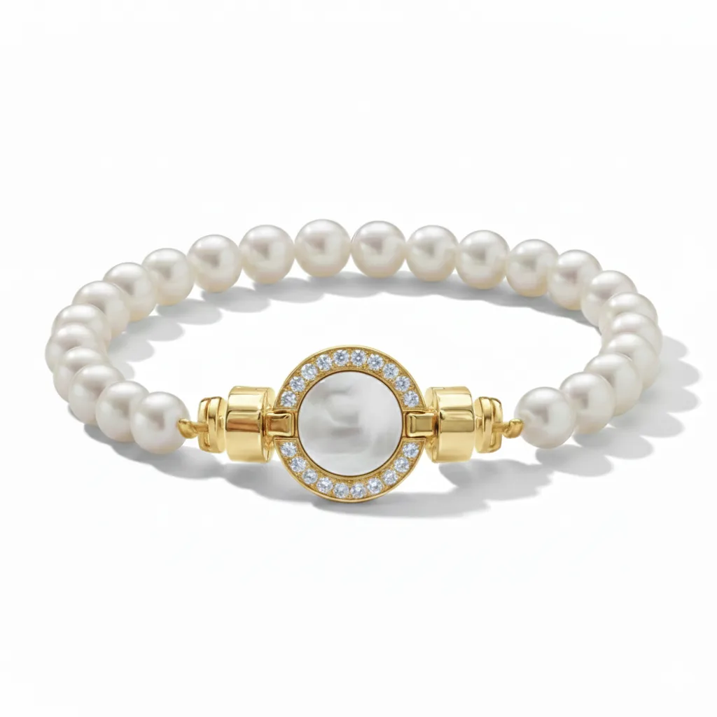 1889 Pave Collection 18-carat Gold Pearl Bracelets, view 5 – Viktor Alexander
