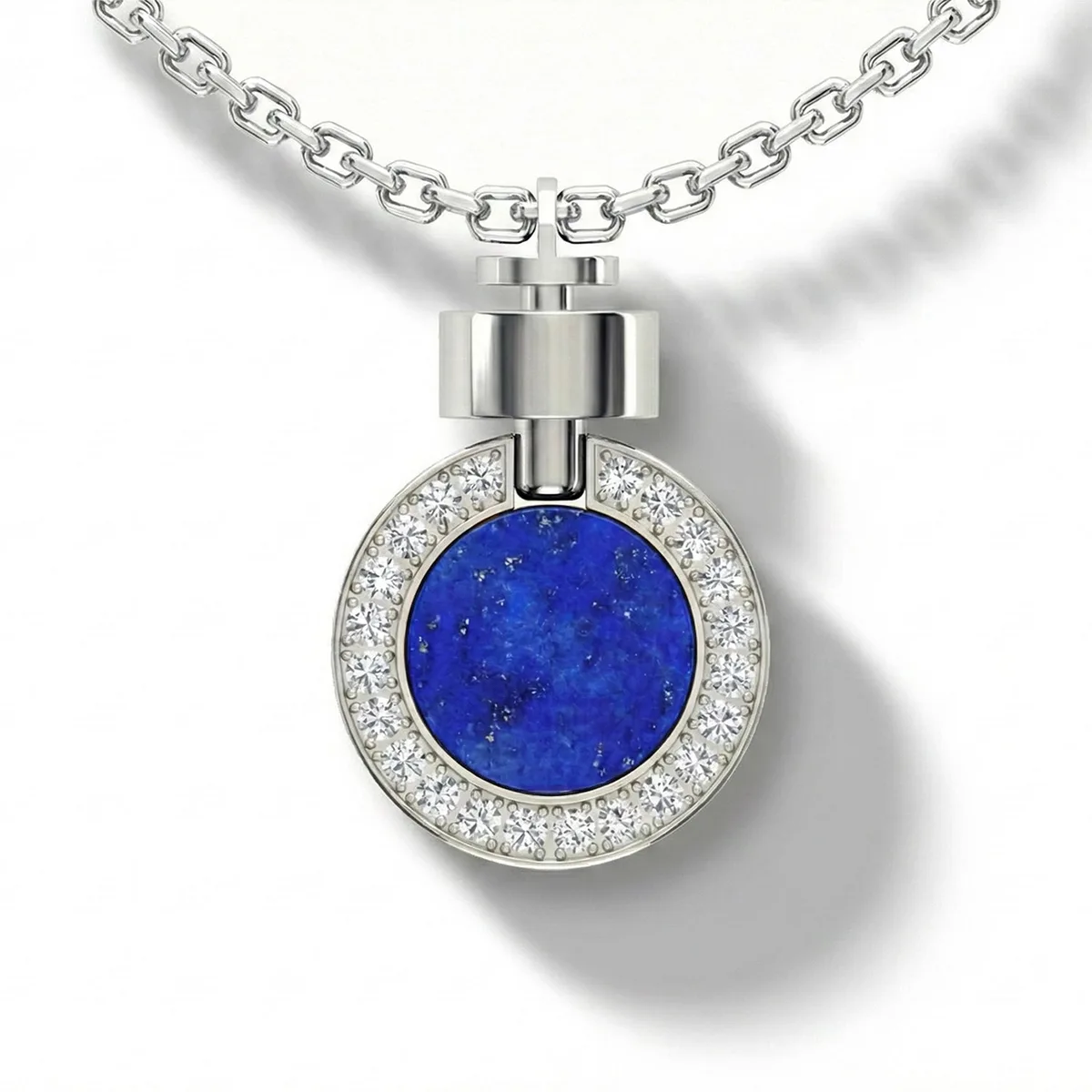 1889 Pave Gemstone 18-carat White Gold Pendant & Necklace in White Gold, Lapis Lazuli, 16” / White Gold, Lapis Lazuli, 18” / White Gold, Lapis Lazuli, 20” – Viktor Alexander