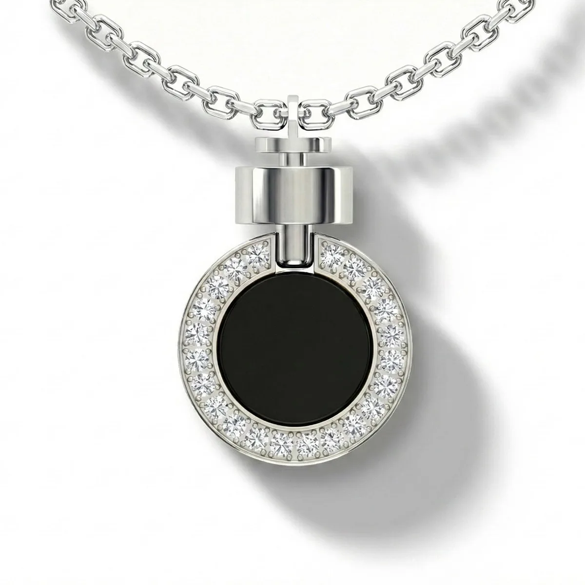 1889 Pave Gemstone 18-carat White Gold Pendant & Necklace in White Gold, Black Spinel, 16” / White Gold, Black Spinel, 18” / White Gold, Black Spinel, 20” – Viktor Alexander