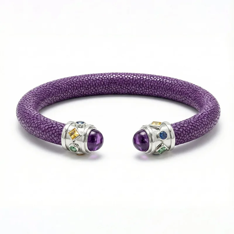 Alix 925 Amethyst & Fancy Sapphire Stingray Bangle