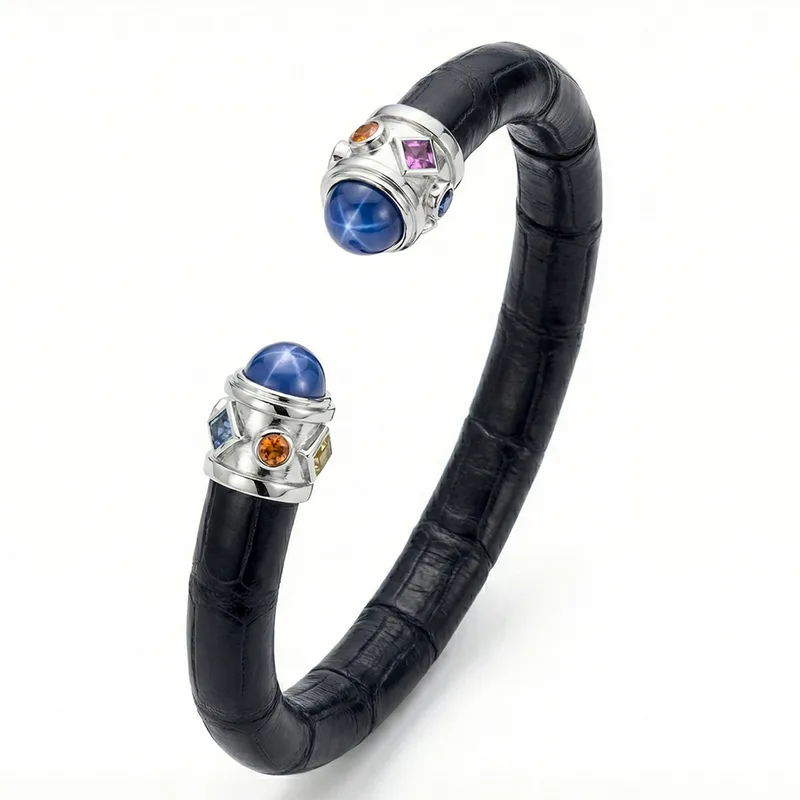 Alix 925 Blue Star Sapphire & Fancy Sapphire Stingray Bangle