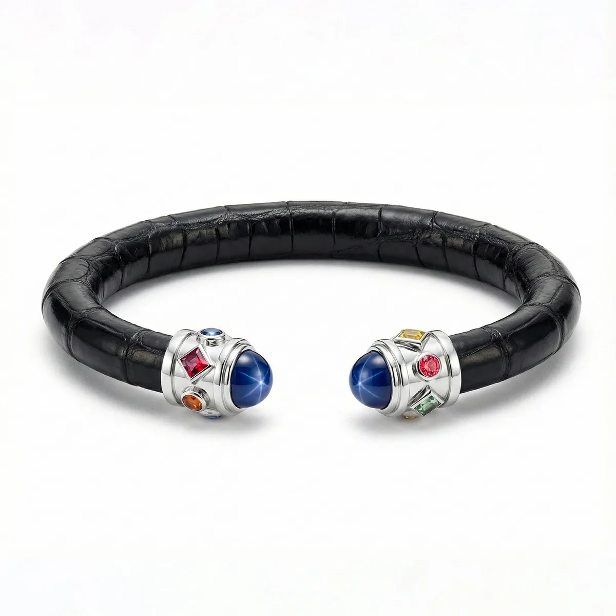 Alix 925 Blue Star Sapphire & Fancy Sapphire Stingray Bangle, view 2 – Viktor Alexander