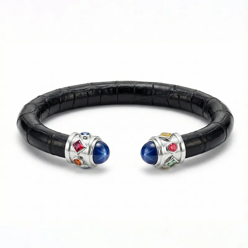Alix 925 Blue Star Sapphire & Fancy Sapphire Stingray Bangle