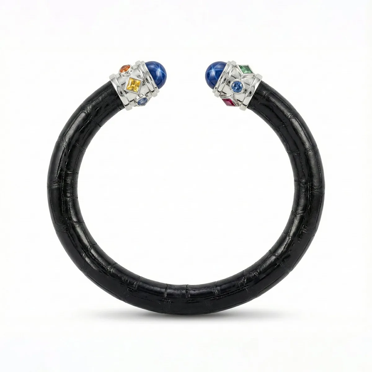 Alix 925 Blue Star Sapphire & Fancy Sapphire Stingray Bangle, view 3 – Viktor Alexander