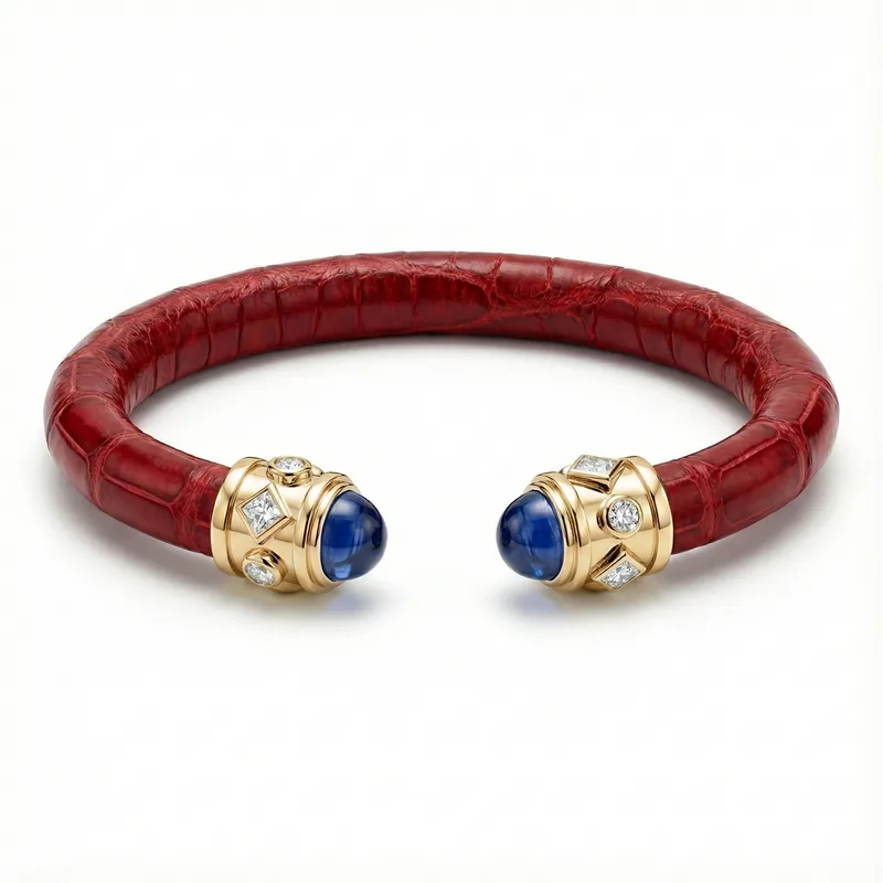 Alix 18k Gold Blue Sapphire & Diamonds Stingray Bangle