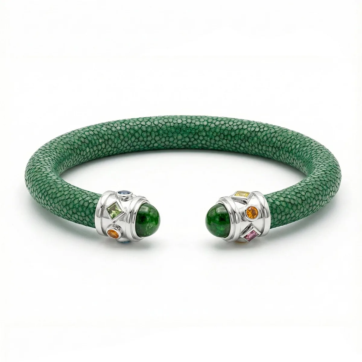 Alix 925 Chrome Diopside & Fancy Sapphire Stingray Bangle, view 3 – Viktor Alexander