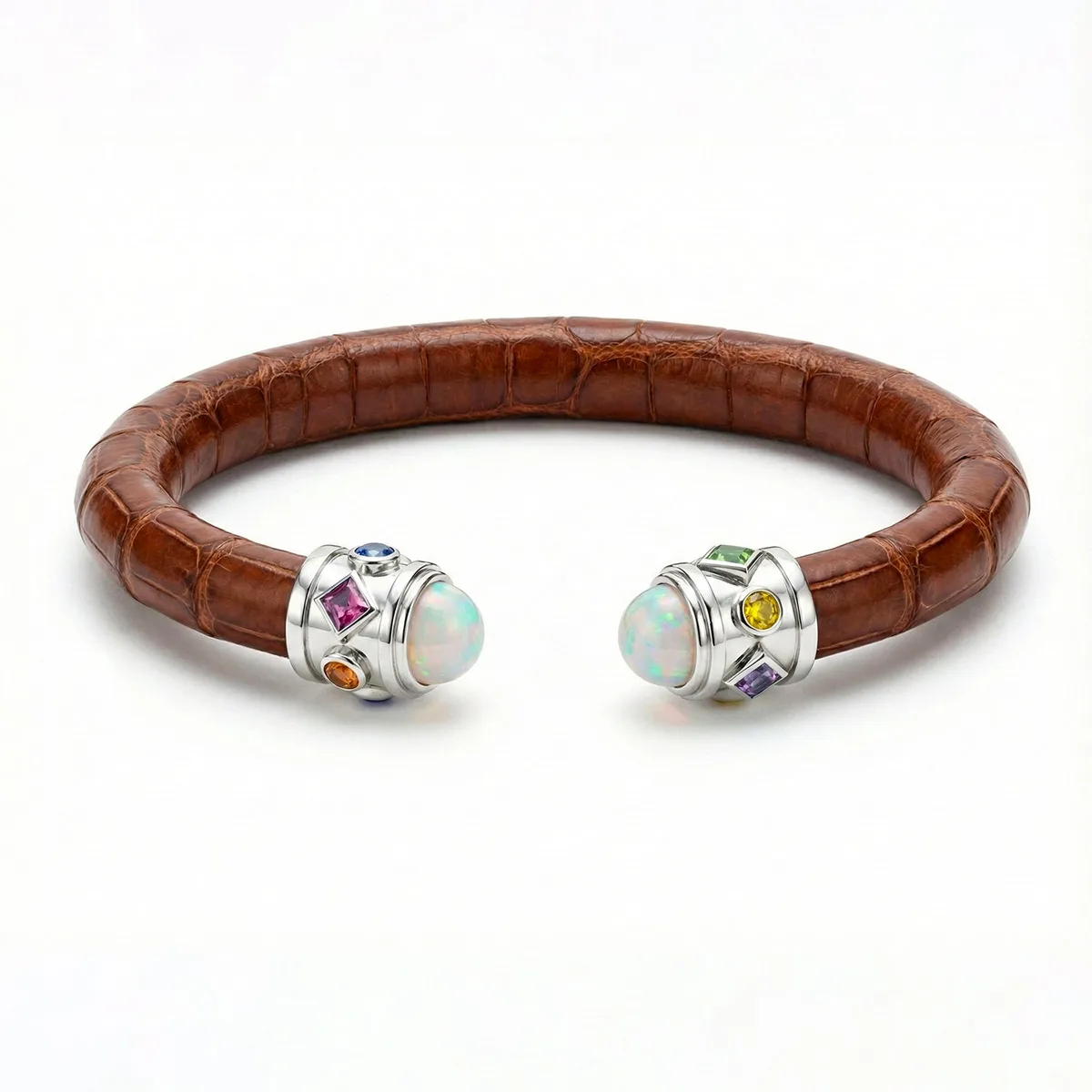 Alix 925 Ethiopian Opal & Fancy Sapphire Stingray Bangle, view 2 – Viktor Alexander