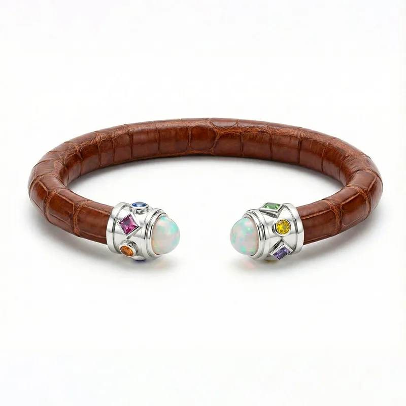 Alix 925 Ethiopian Opal & Fancy Sapphire Stingray Bangle