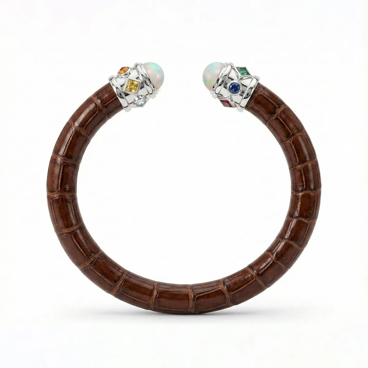 Alix 925 Ethiopian Opal & Fancy Sapphire Stingray Bangle, view 3 – Viktor Alexander