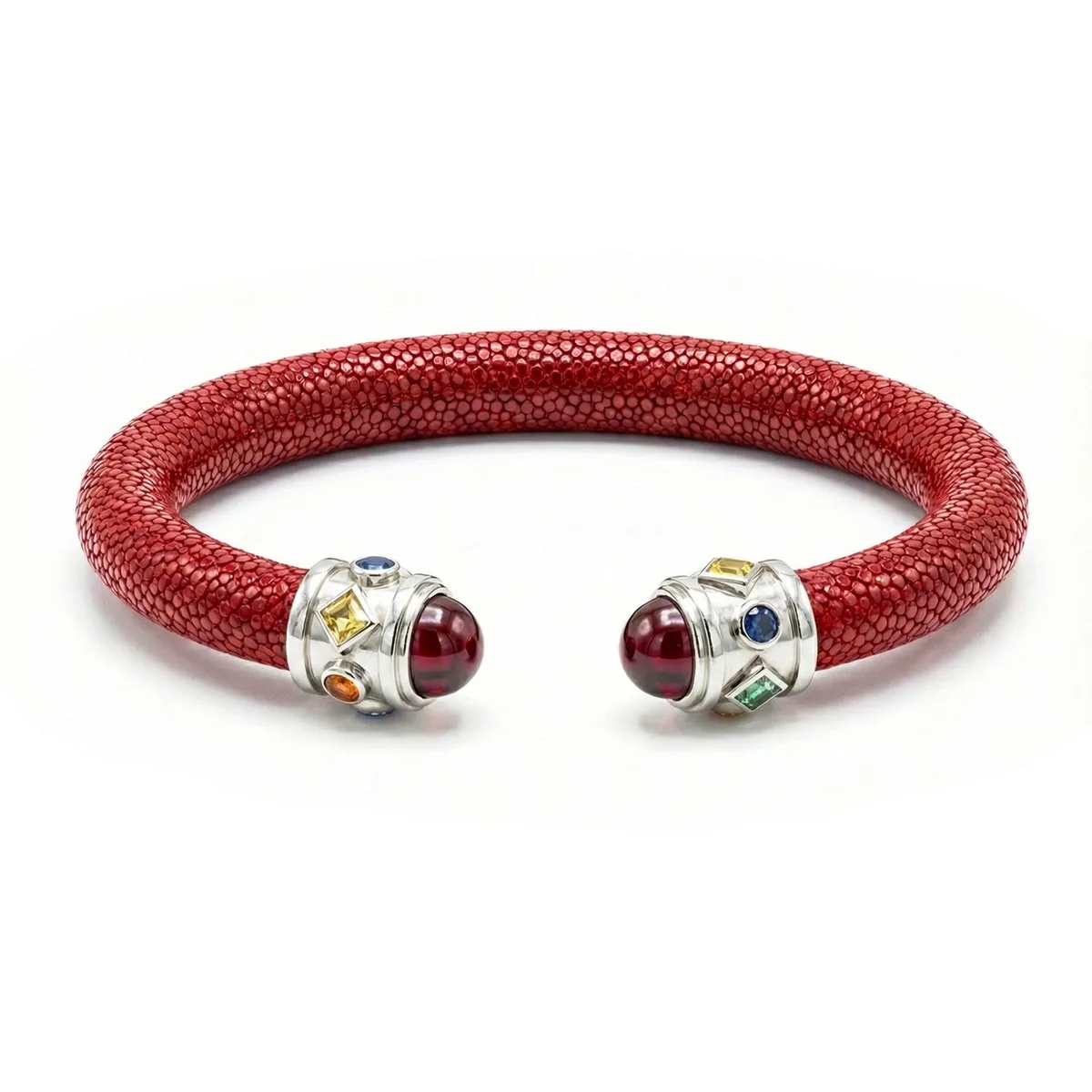 Alix 925 Garnet & Fancy Sapphire Stingray Bangle, view 2 – Viktor Alexander