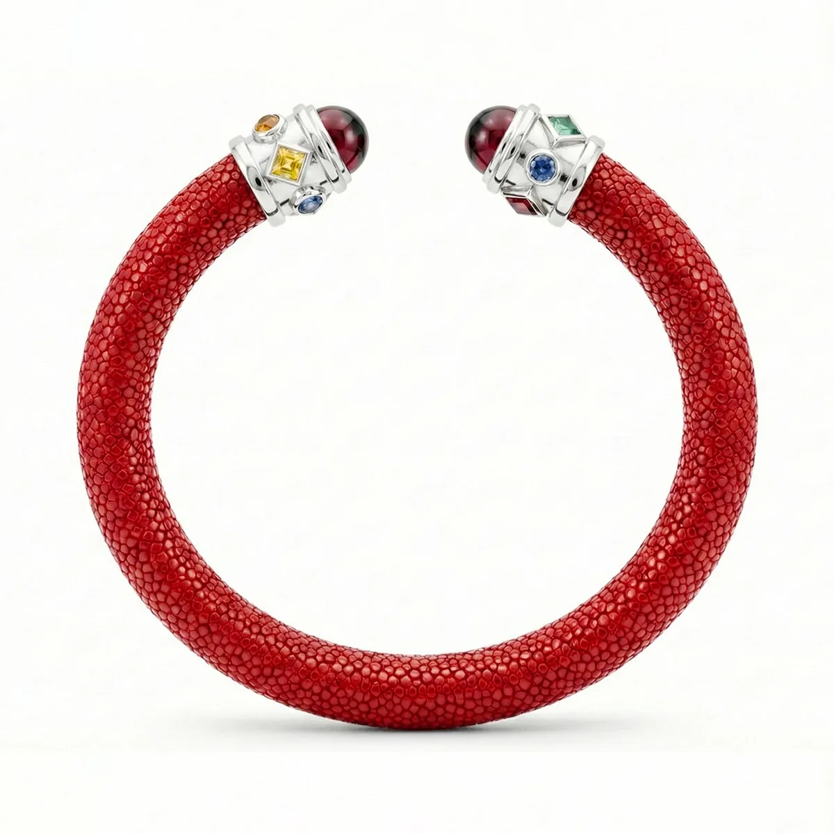 Alix 925 Garnet & Fancy Sapphire Stingray Bangle, view 3 – Viktor Alexander