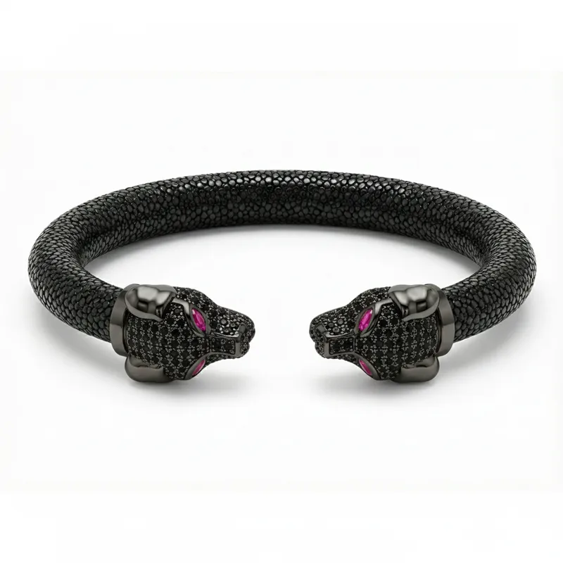 Canis 925 Black Spinel & Ruby Stingray Bracelet