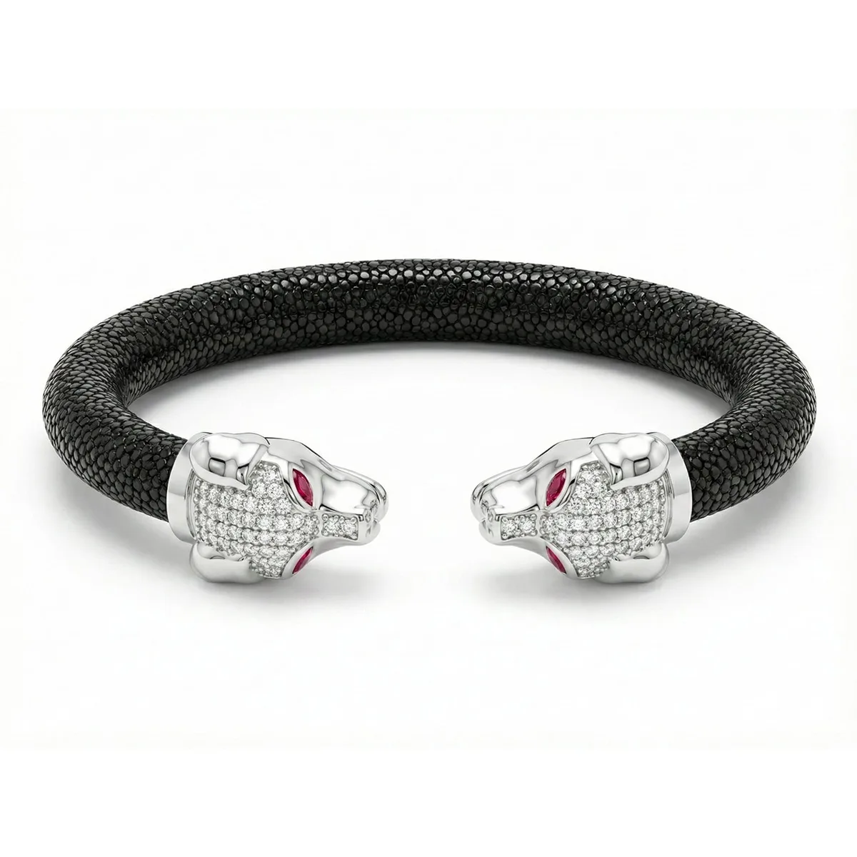 Canis 925 White Sapphire & Ruby Stingray Bracelet, view 2 – Viktor Alexander