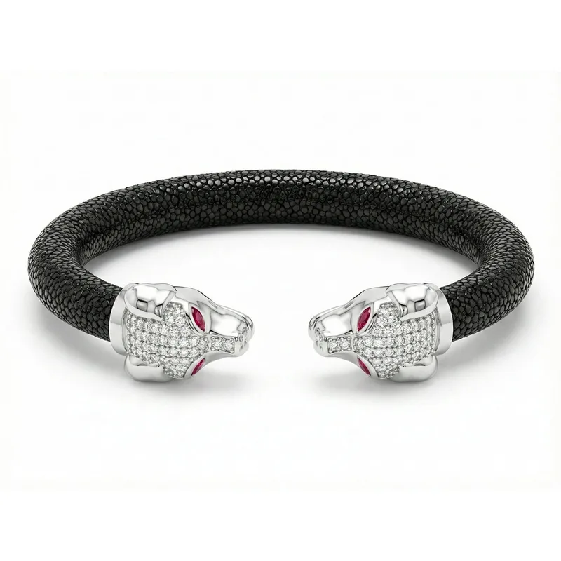 Canis 925 White Sapphire & Ruby Stingray Bracelet