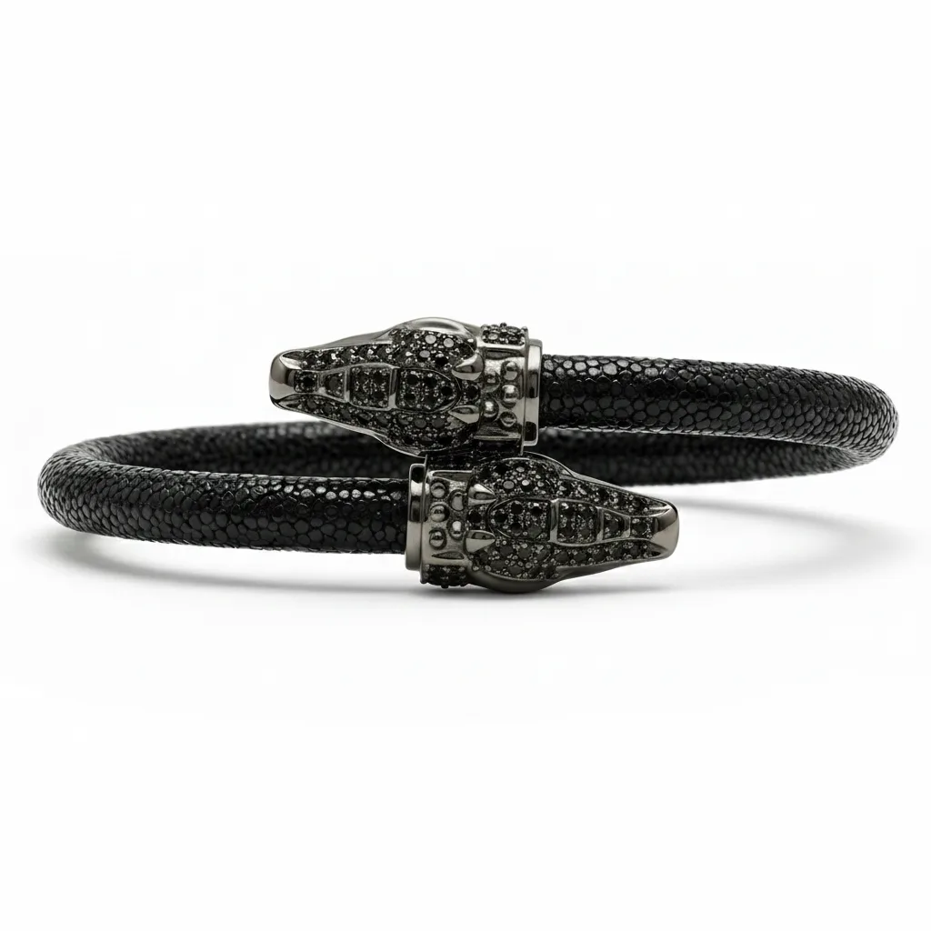 Crocodilus X 925 Black Spinel Eternity X Stingray Bracelet, view 2 – Viktor Alexander