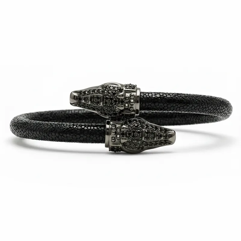 Crocodilus X 925 Black Spinel Eternity X Stingray Bracelet